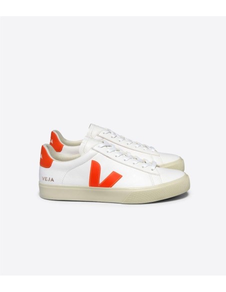 VEJA zapatilla de mujer CAMPO EXTRA WHITE ORANGE FLUO