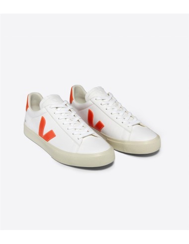 VEJA zapatilla de mujer CAMPO EXTRA WHITE ORANGE FLUO