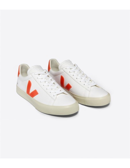 VEJA zapatilla de mujer CAMPO EXTRA WHITE ORANGE FLUO