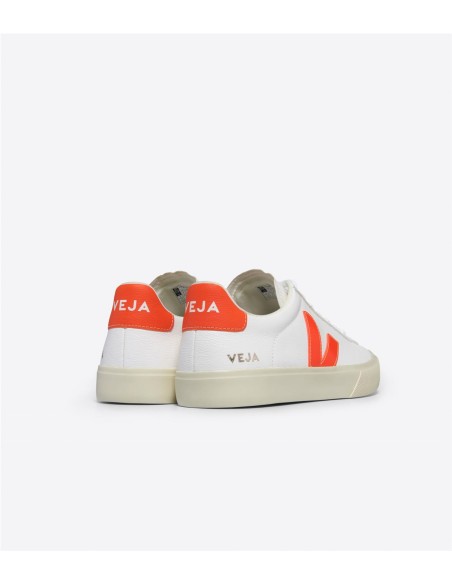 VEJA zapatilla de mujer CAMPO EXTRA WHITE ORANGE FLUO