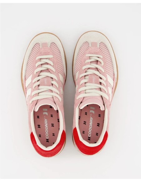 COOLWAY zapatilla de mujer BARESI NUD en color ROSA de serraje y malla