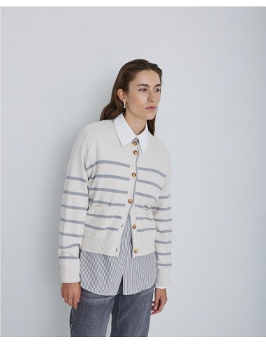 YERSE CARDIGAN DE MUJER 41655 DE ALGODON DE RAYAS