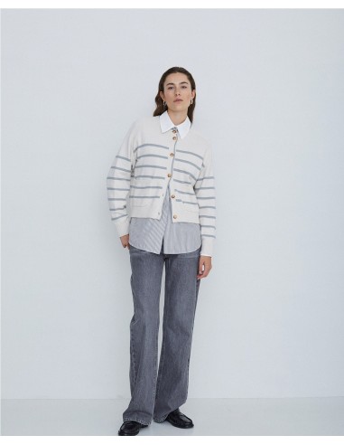 YERSE CARDIGAN DE MUJER 41655 DE ALGODON DE RAYAS
