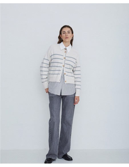 YERSE CARDIGAN DE MUJER 41655 DE ALGODON DE RAYAS