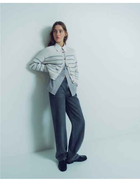 YERSE CARDIGAN DE MUJER 41655 DE ALGODON DE RAYAS