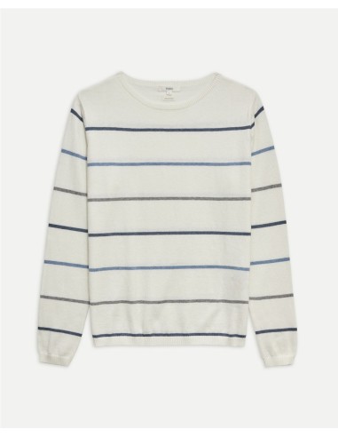 YERSE JERSEY 41656 DE CUELLO BARCO Y DE CASHMERE CON ALGODON, DE RAYAS