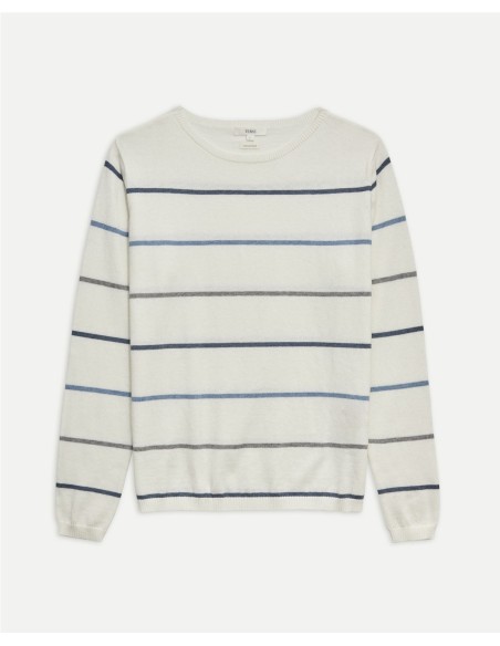 YERSE JERSEY 41656 DE CUELLO BARCO Y DE CASHMERE CON ALGODON, DE RAYAS