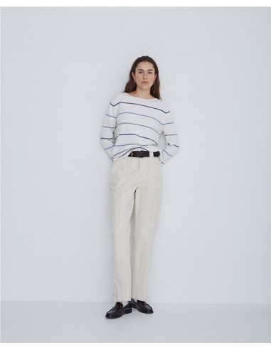 YERSE JERSEY 41656 DE CUELLO BARCO Y DE CASHMERE CON ALGODON, DE RAYAS