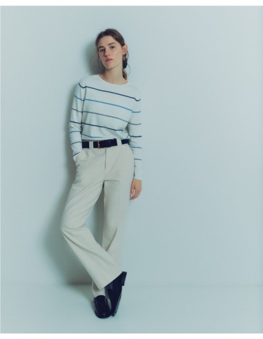 YERSE JERSEY 41656 DE CUELLO BARCO Y DE CASHMERE CON ALGODON, DE RAYAS