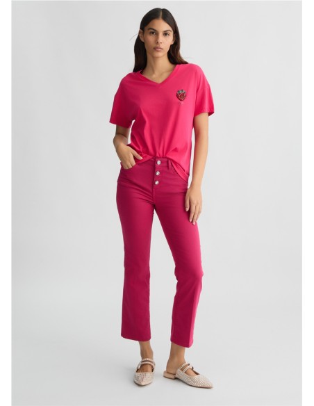 LIU JO PANTALON TOBILLERO DE TALLE ALTO WA5416.T7144 WH ACAMPANADO