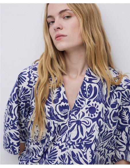 YERSE CAMISA DE ALGODÓN ORGANICO ESTAMPADA 42893