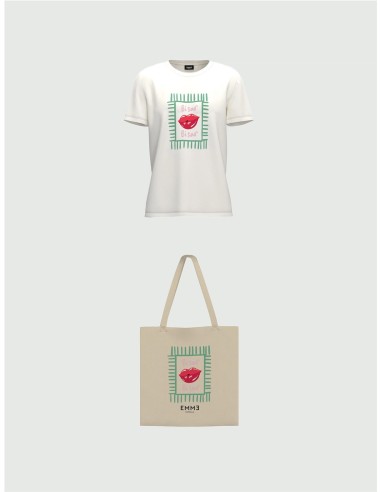 EMME MARELLA - CAMISETA ALGODÓN ESTAMPADA CON BOLSO SHOPPER A JUEGO
