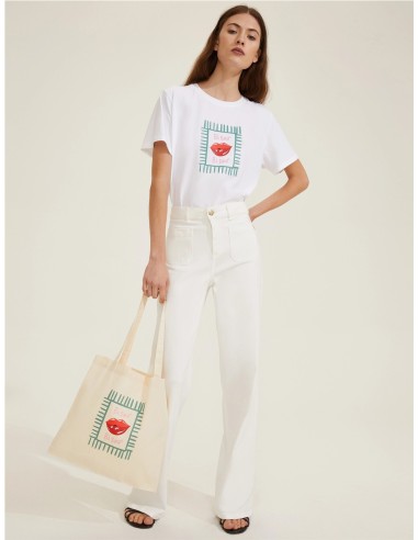 EMME MARELLA - CAMISETA ALGODÓN ESTAMPADA CON BOLSO SHOPPER A JUEGO