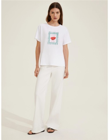 EMME MARELLA - CAMISETA ALGODÓN ESTAMPADA CON BOLSO SHOPPER A JUEGO