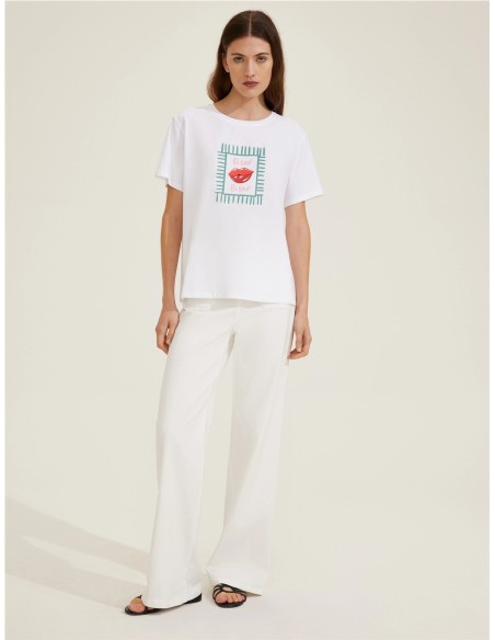 EMME MARELLA - CAMISETA ALGODÓN ESTAMPADA CON BOLSO SHOPPER A JUEGO