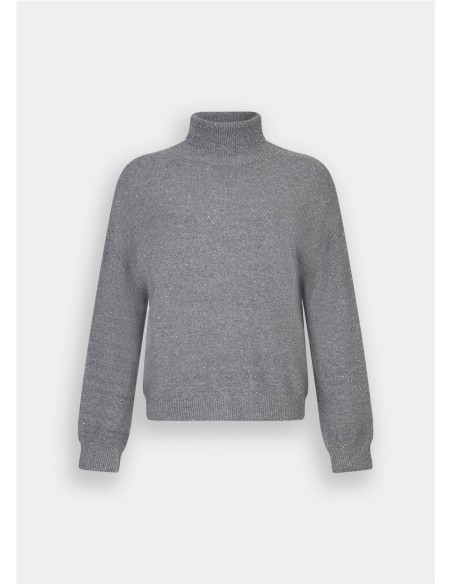 MF5234.MA27R WH Jersey LIU JO de cuello alto con lentejuelas.