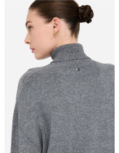 MF5234.MA27R WH Jersey LIU JO de cuello alto con lentejuelas.