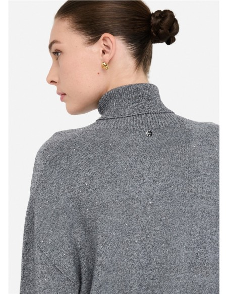 MF5234.MA27R WH Jersey LIU JO de cuello alto con lentejuelas.