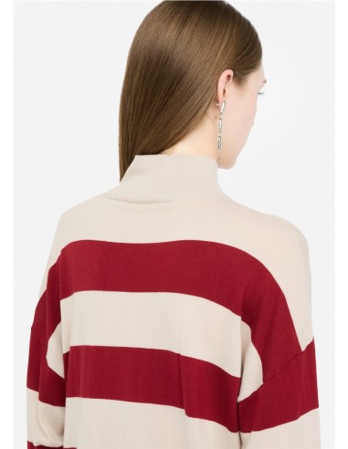MF5399.MA16R WH Jersey LIU JO mujer de cuello medio alto de rayas.