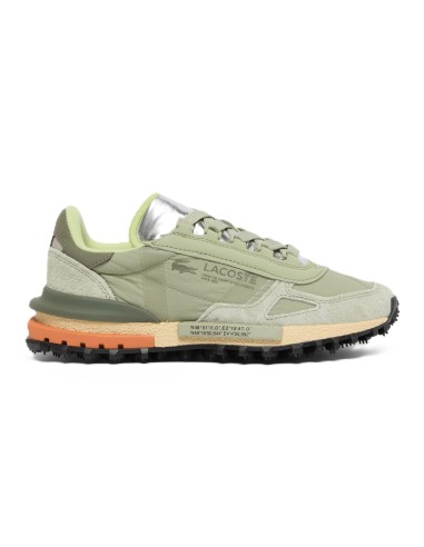 Zapatilla Lacoste de mujer Elite Active verde y plata en nylon y piel