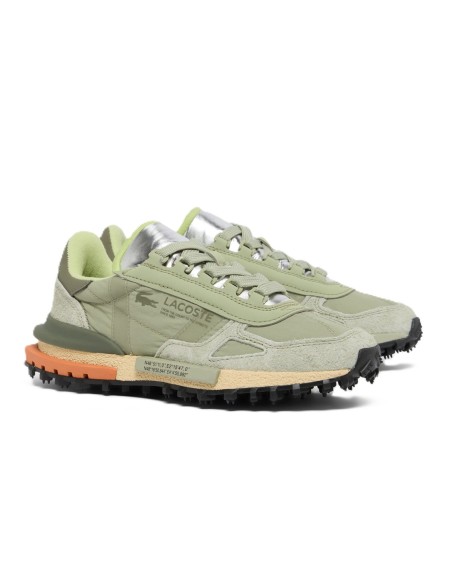 Zapatilla Lacoste de mujer Elite Active verde y plata en nylon y piel