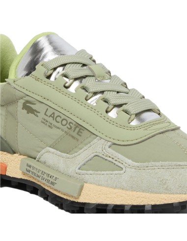 Zapatilla Lacoste de mujer Elite Active verde y plata en nylon y piel