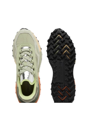 Zapatilla Lacoste de mujer Elite Active verde y plata en nylon y piel