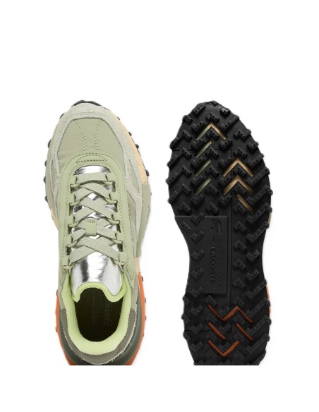 Zapatilla Lacoste de mujer Elite Active verde y plata en nylon y piel