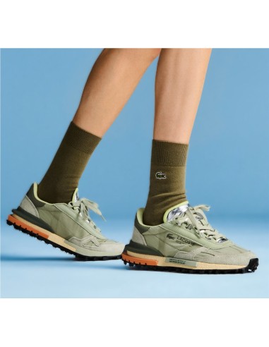 Zapatilla Lacoste de mujer Elite Active verde y plata en nylon y piel