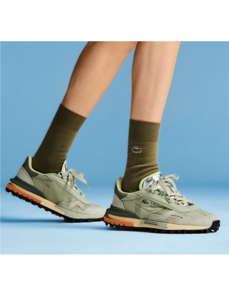 Zapatilla Lacoste de mujer Elite Active verde y plata en nylon y piel