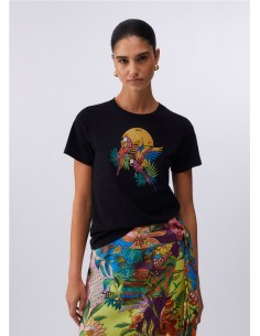CAMISETA MC LOROS Y PIEDRAS NEGRO