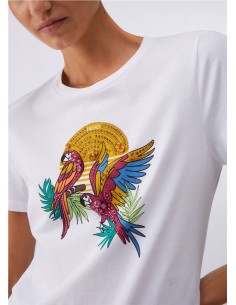 CAMISETA MC LOROS Y PIEDRAS BLANCO 2