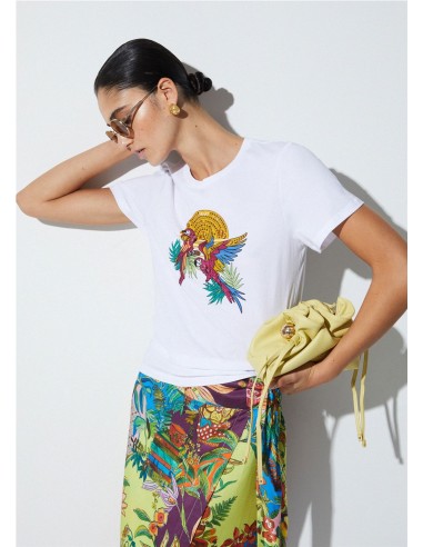 CAMISETA MC LOROS Y PIEDRAS BLANCO
