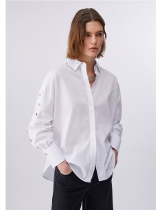 CAMISERA AMPLIA BOTONES MANGA BLANCO