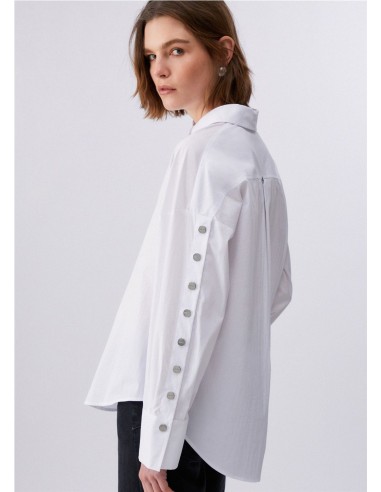 CAMISERA AMPLIA BOTONES MANGA BLANCO