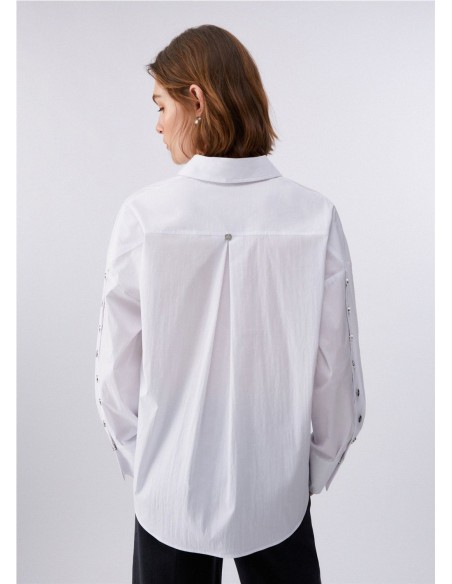 CAMISERA AMPLIA BOTONES MANGA BLANCO