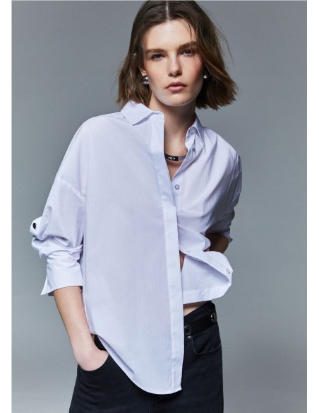 CAMISERA AMPLIA BOTONES MANGA BLANCO
