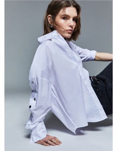 CAMISERA AMPLIA BOTONES MANGA BLANCO