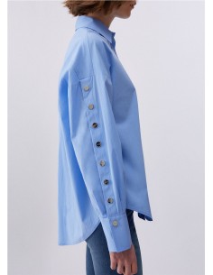 CAMISERA AMPLIA BOTONES MANGA AZUL CELESTE 2