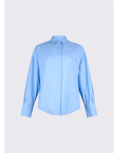 CAMISERA AMPLIA BOTONES MANGA AZUL CELESTE