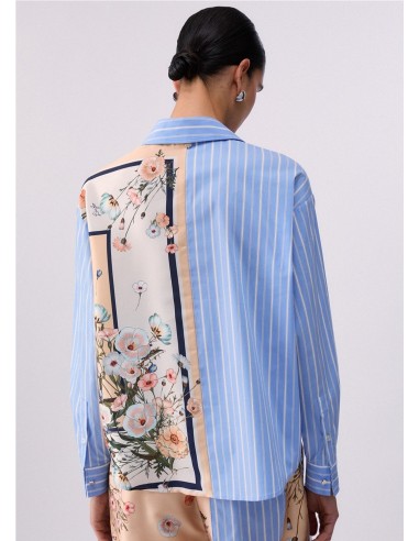 CAMISA ML AMPLIA RAYAS Y ESTAM AZUL CELESTE