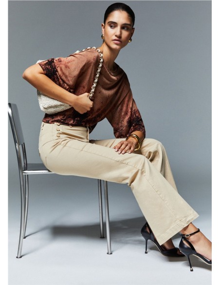 FLARE HW PANT.MARINERO CAMPANA CREMA