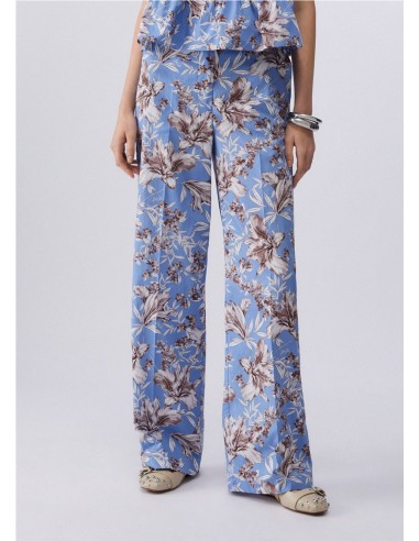 PANT.ESTAMP HOJAS Y FLORES AZUL