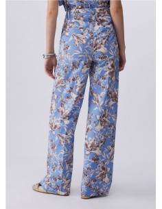 PANT.ESTAMP HOJAS Y FLORES AZUL 2