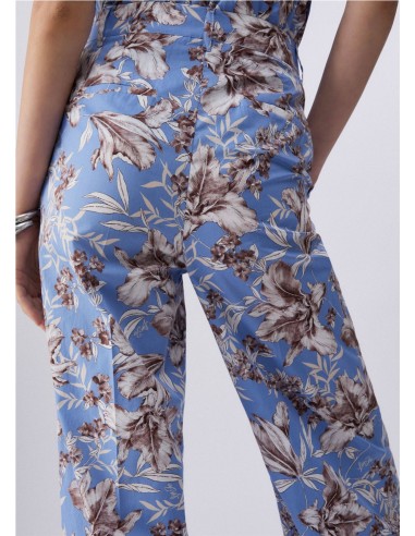 PANT.ESTAMP HOJAS Y FLORES AZUL
