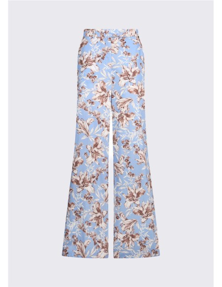 PANT.ESTAMP HOJAS Y FLORES AZUL