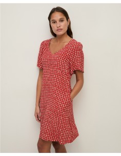 VESTIDO CORTO CREPE MC VISCOSA ROJO OSCURO