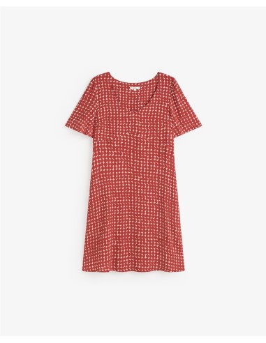 VESTIDO CORTO CREPE MC VISCOSA ROJO OSCURO