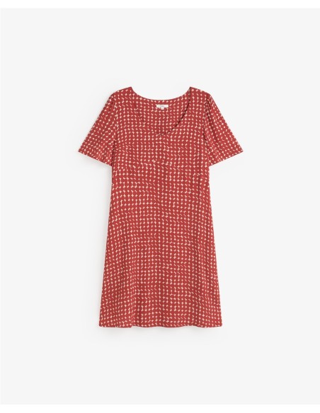 VESTIDO CORTO CREPE MC VISCOSA ROJO OSCURO