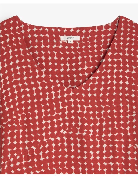 VESTIDO CORTO CREPE MC VISCOSA ROJO OSCURO
